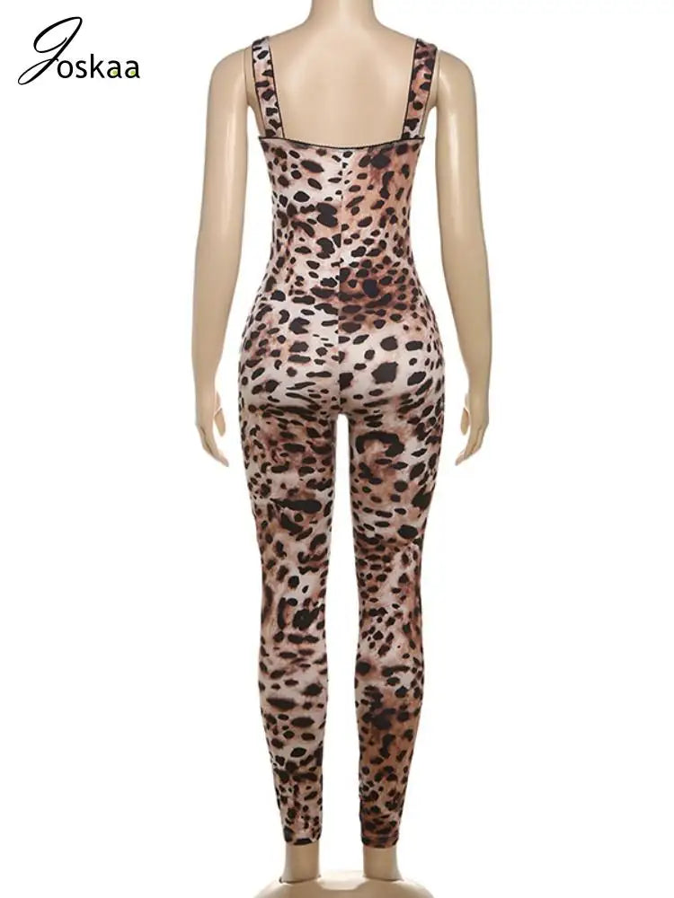 Wholesale Women's Leopard Print Sleeveless Romper Gray – Detail View