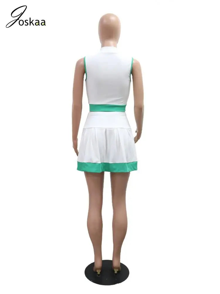Wholesale Women's Zip Pleated Two Piece Set Green – Detail View