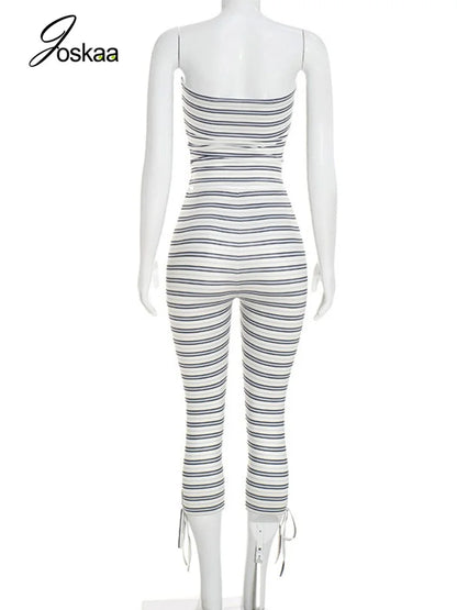 Women's Striped Lace Strapless Two Piece Set - Detail View