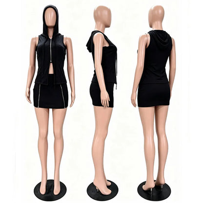 Women's Zip Up Sleeveless Two Piece Set - Additional View 7