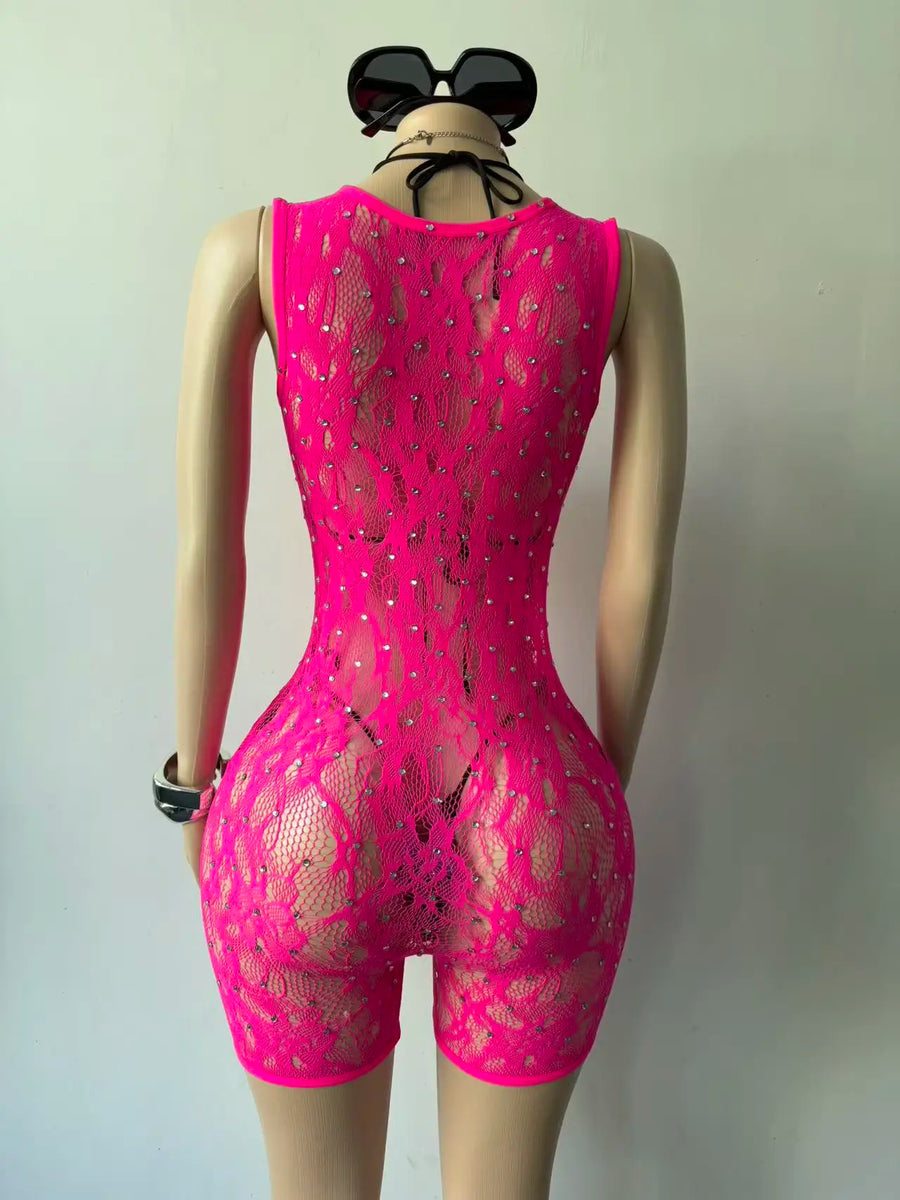 Joskaa Rhinestone Ribbed Knit Bodycon Swimwear - swimwear image 3