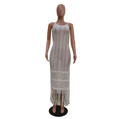 Women's Stripe Knit Sleeveless Maxi Dress