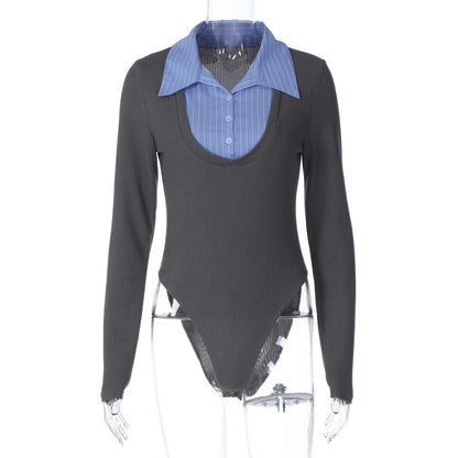 Joskaa Long Sleeve Bodysuit Bodysuits Shirt Collar - bodysuit image 6