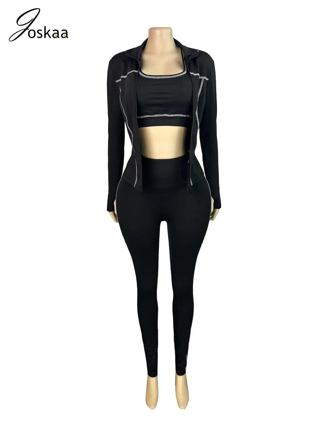 Women's Crop Zip Fall Sporty Two Piece Set Coffee – Back View