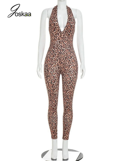 Women's Lace Backless V-neck Halter Romper - Back View