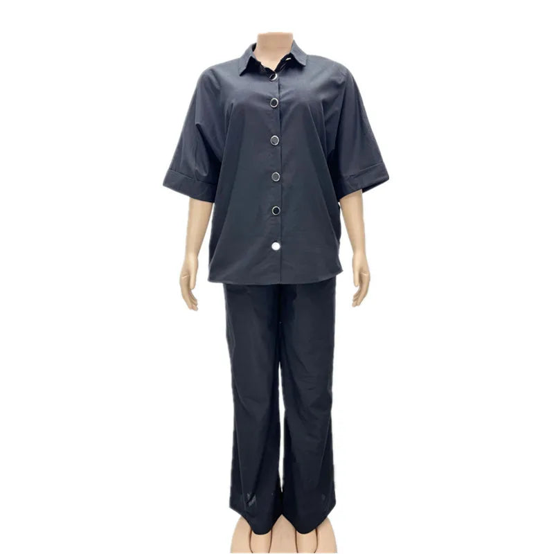 Women's Short Sleeve Flare Two Piece Set