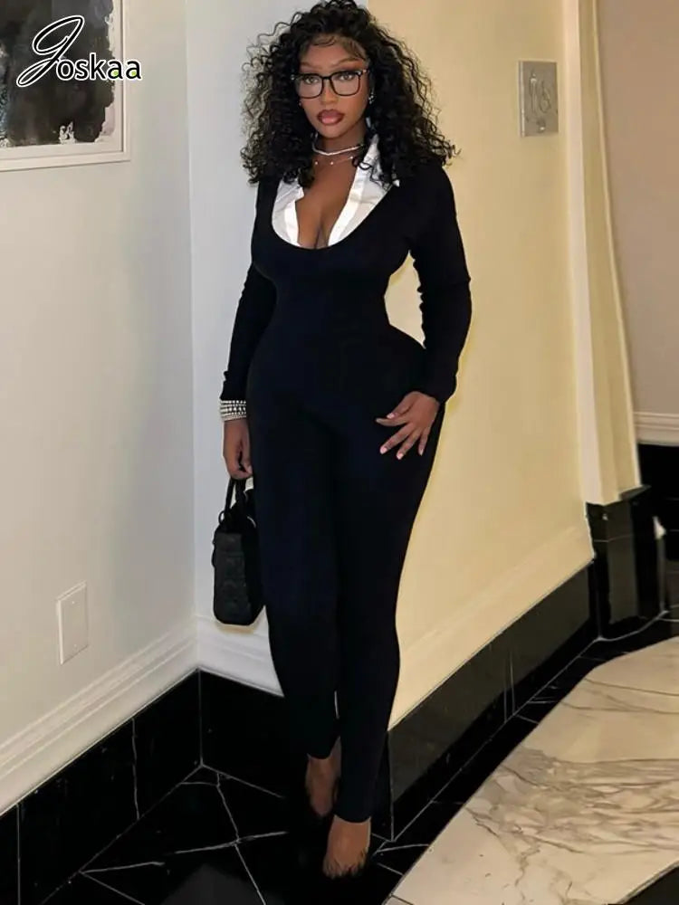 Women's Long Sleeve Bodycon Jumpsuit Romper – Women's Fashion Wholesale – Front View