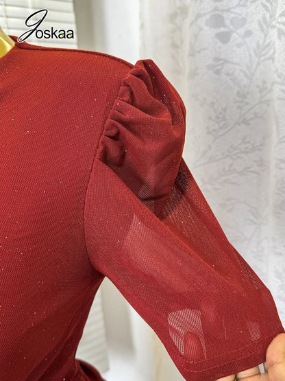 Women's Sequin Ruched V-neck Bodycon Mini Dress - Detail View
