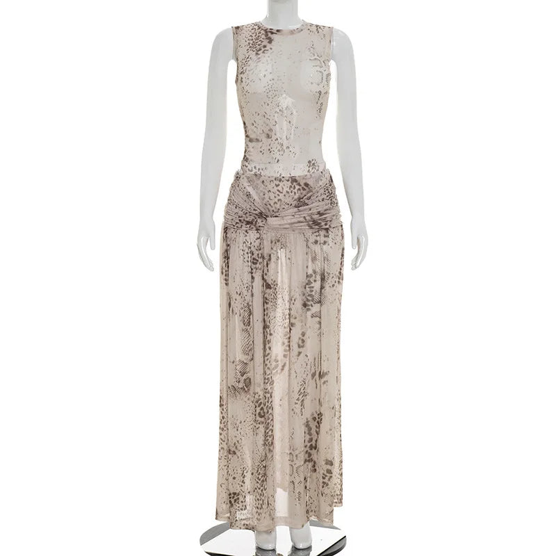 Joskaa Ruched Sleeveless Maxi Two Piece Set - two piece set image 5