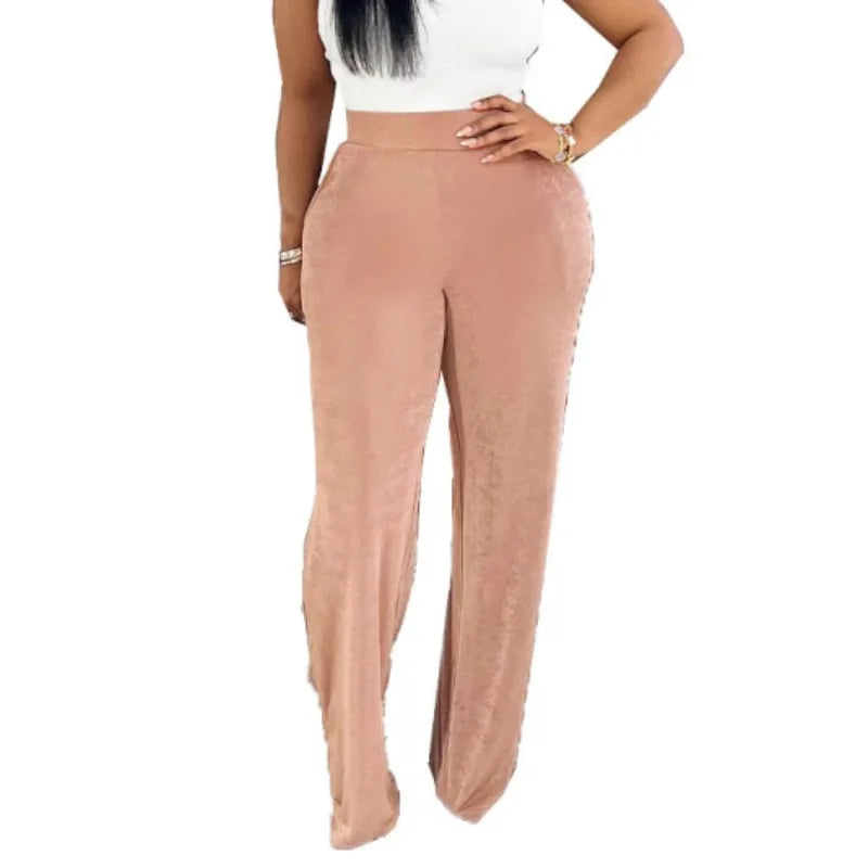 Women's Sequin High Waist Flare Wide Leg Shiny Pants