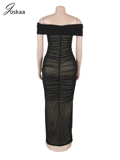 Women's Mesh Backless Strapless Maxi Dress Blue – Detail View