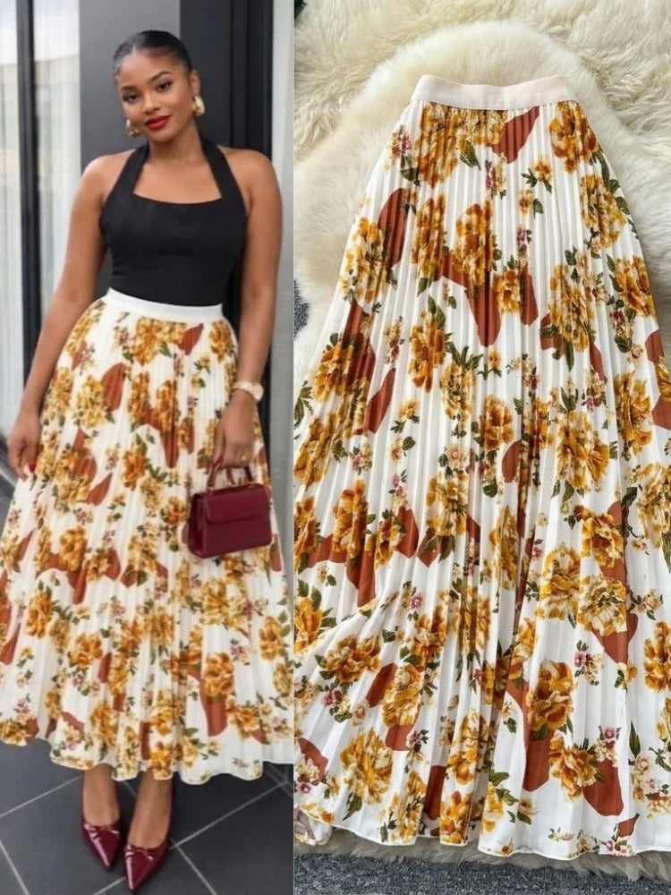 Women's Floral Print High Waist Maxi Dress - Additional View 8