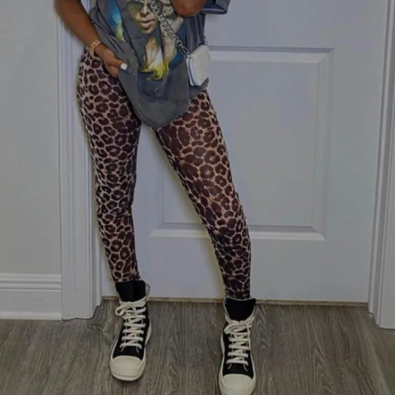Wholesale Women's Leopard Print High Waist Pants