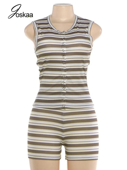 Women's Striped Two Piece Set - Back View