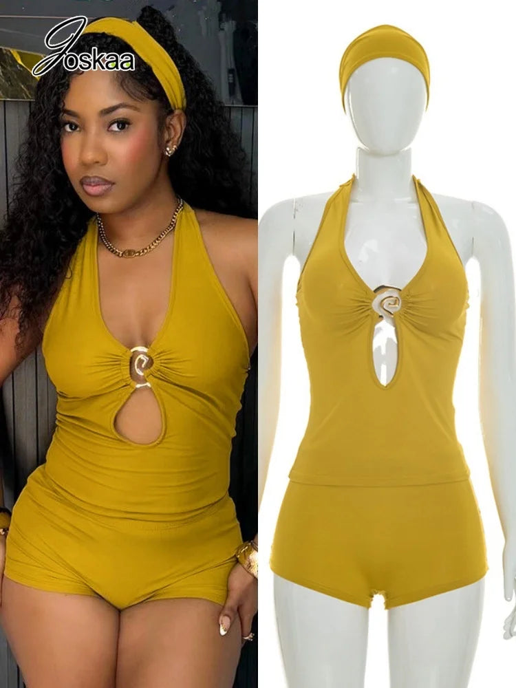 Women's Lace Backless Cutout Two Piece Set – Women's Fashion Wholesale – Front View