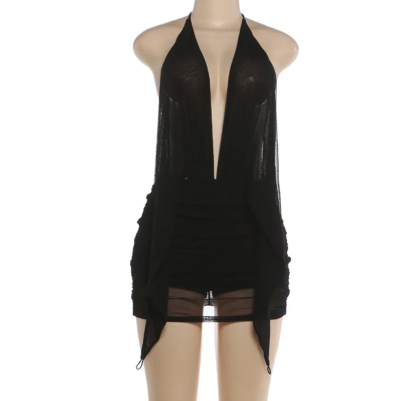 Joskaa Ruched Backless Halter Bodycon Mini Dress - mini dress image 5