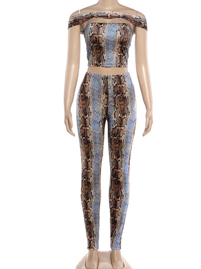 Joskaa Snake Print Sleeveless Crop Two Piece Set - two piece set image 2