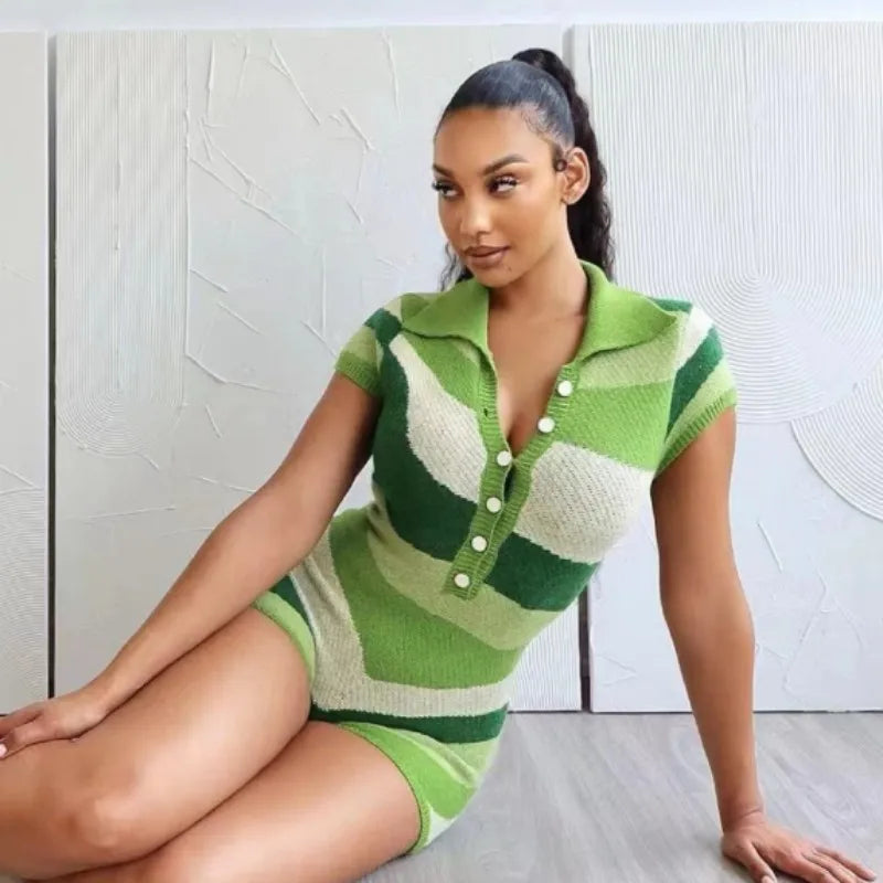 Women's Knit Short Sleeve Bodycon Romper