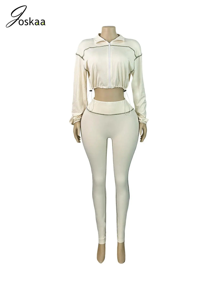 Women's Long Sleeve Bodycon Two Piece Set Blue – Back View