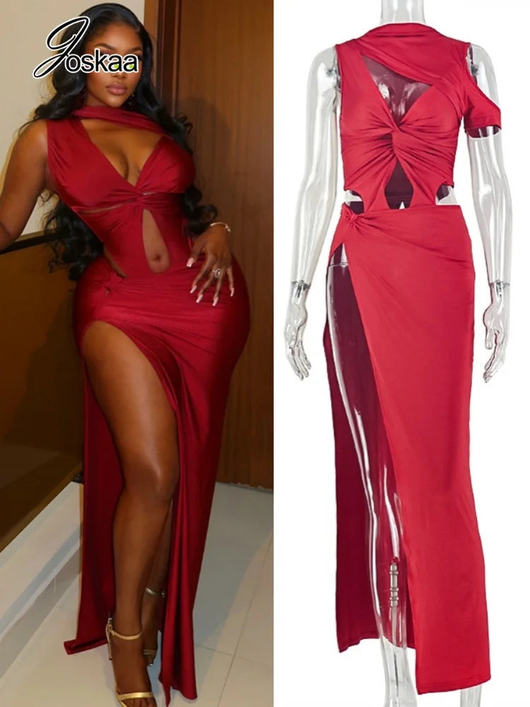 Women's Ruched Cutout Sleeveless Maxi Dress – Women's Fashion Wholesale – Front View