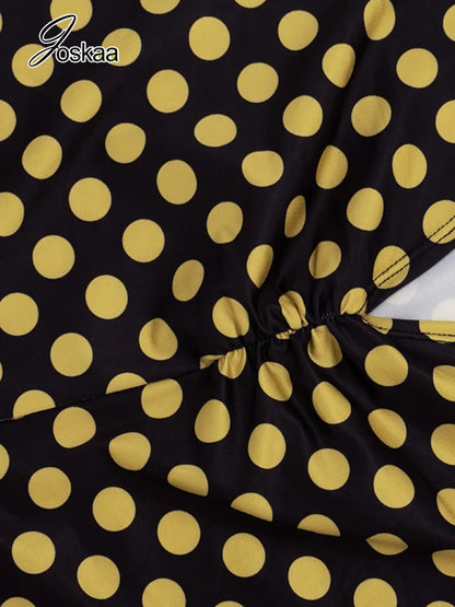 Women's Polka Dot Ruched Backless Halter Romper - Detail View 5