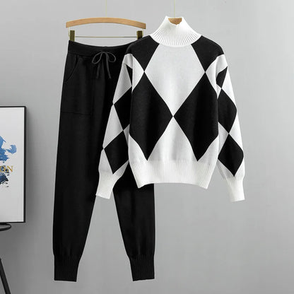Women's Knit Long Sleeve Ribbed Two Piece Set