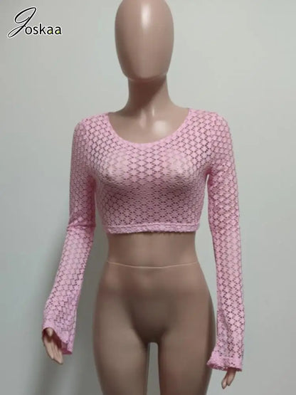Wholesale Women's Lace Flare Pink T-shirts Top Pink – Detail View