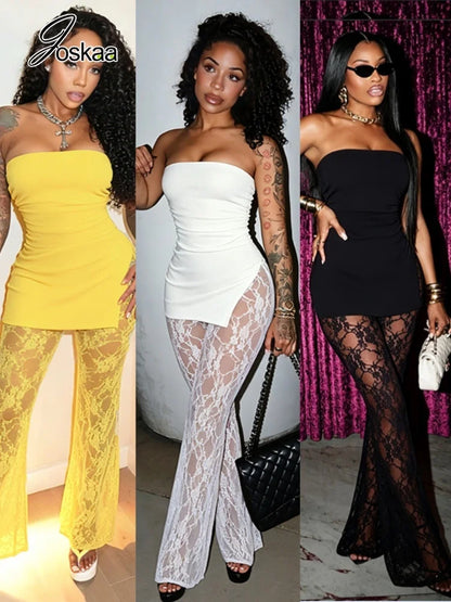 Women's Lace Backless Strapless Bodycon Romper – Women's Fashion Wholesale – Front View