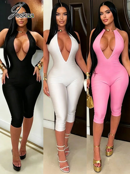 Women's Backless Halter Sleeveless Romper – Women's Fashion Wholesale – Front View