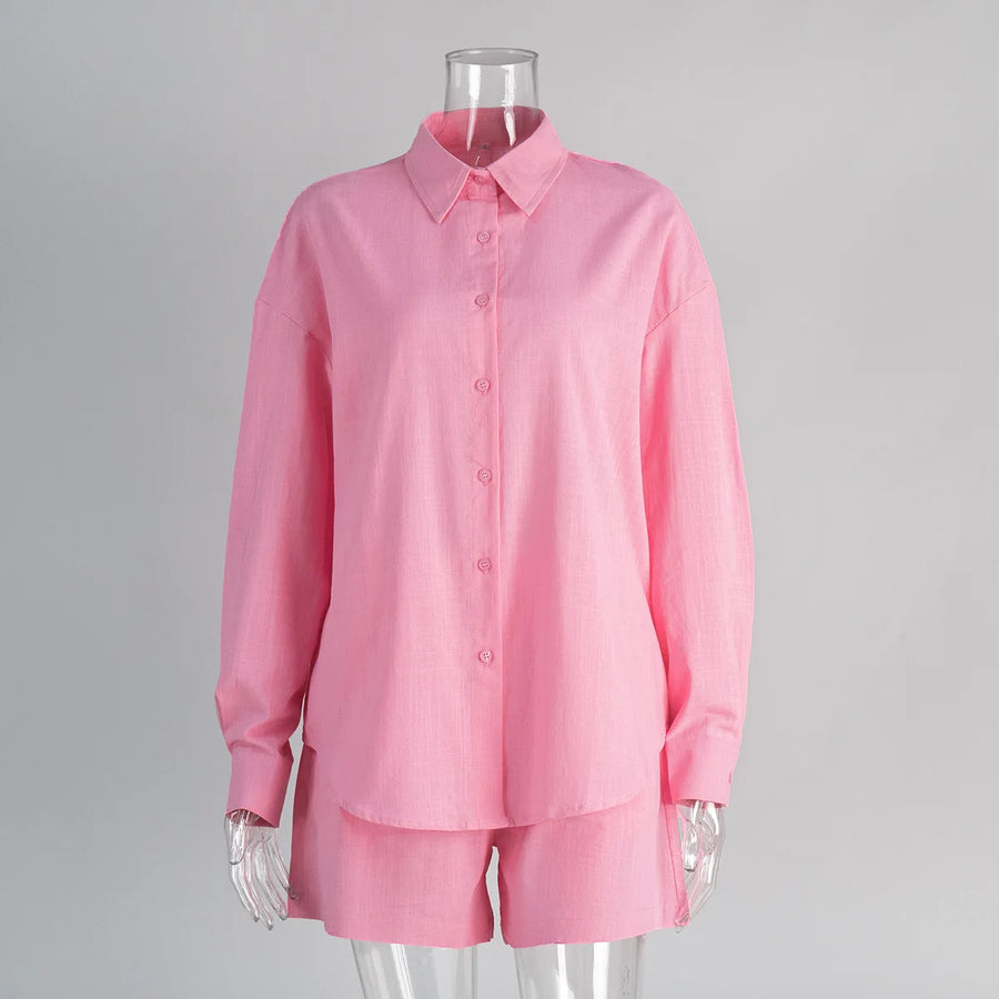 Women's Long Sleeve Comfort Lapel Full Two Piece Set