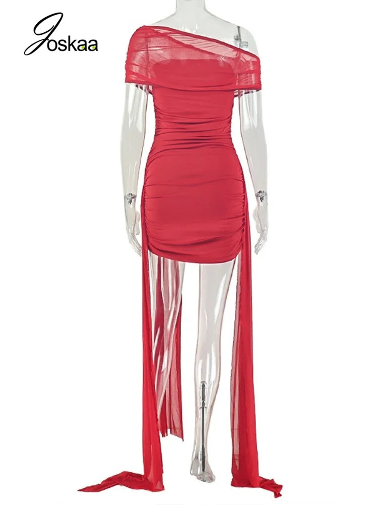 Women's Mesh Ruched Strapless Two Piece Set - Detail View