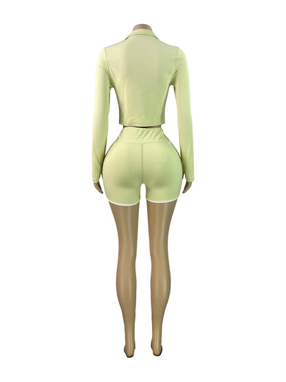 Joskaa Zip Up Long Sleeve Crop Two Piece Set - two piece set image 4