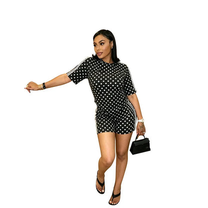 Women's Leopard Print Short Sleeve Two Piece Set