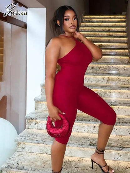 Women's Backless Halter Sleeveless Romper – Women's Fashion Wholesale – Front View