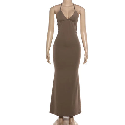Women's Backless Sleeveless Bodycon Maxi Dress