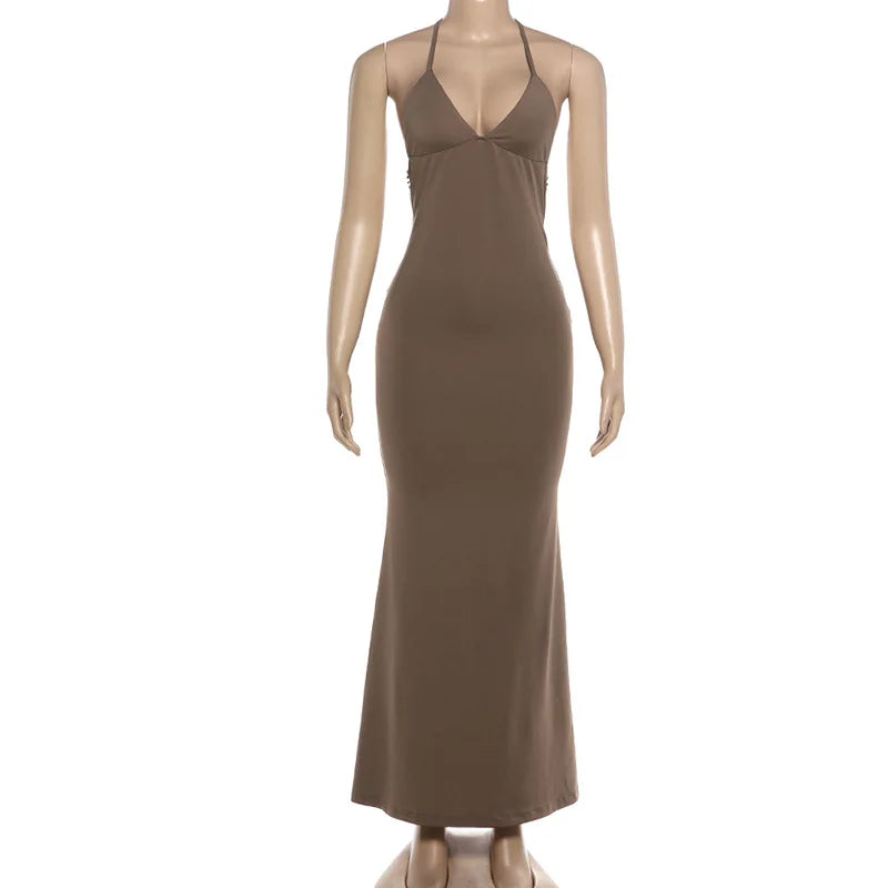 Women's Backless Sleeveless Bodycon Maxi Dress