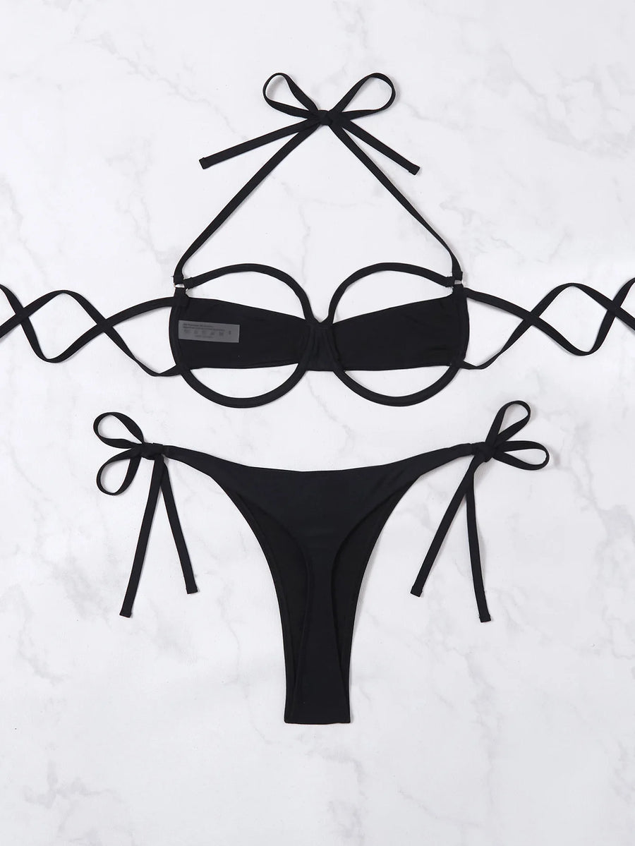Joskaa Swimwear Solid Hollow Out - swimwear image 3