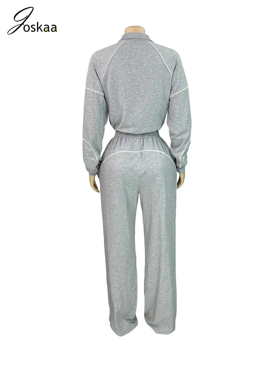 Women's Stripe Sporty Tracksuits Striped Two Piece Set Black – Detail View