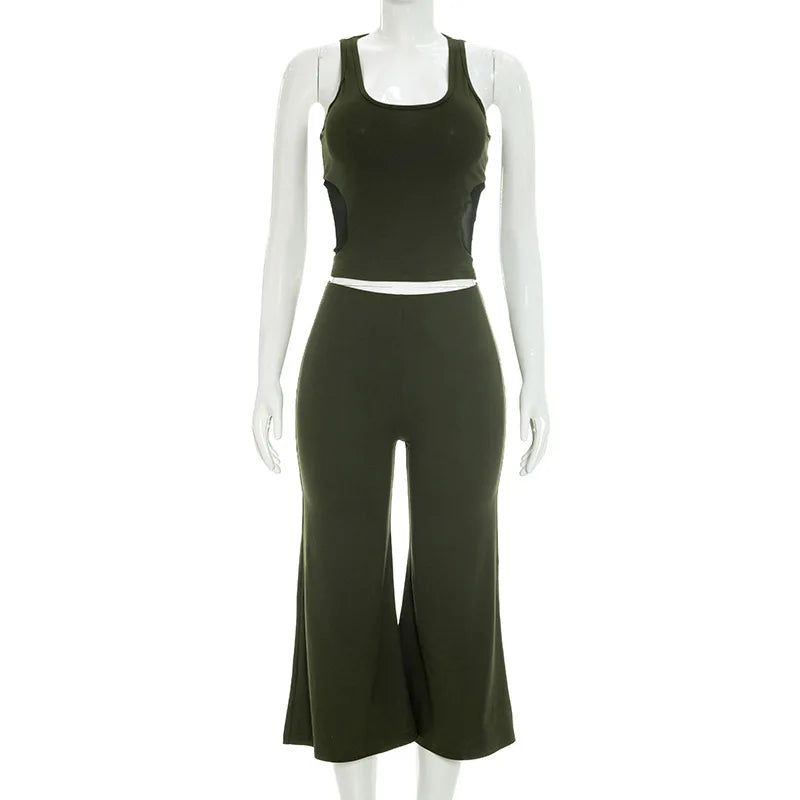 Women's Mesh High Waist Wide Leg Two Piece Set - Additional View 9