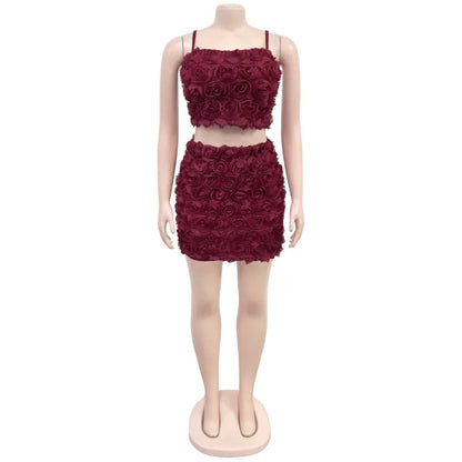Women's Floral Print Crop Mini Two Piece Set