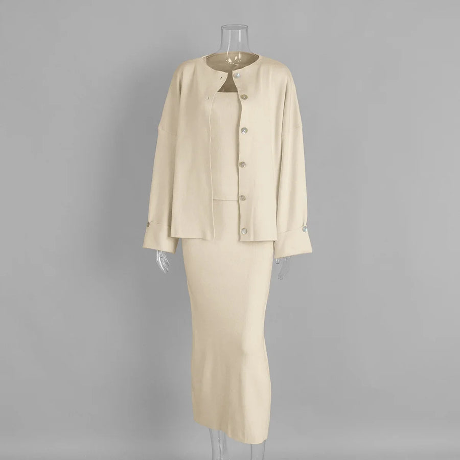Women's Knit Long Sleeve Maxi Two Piece Set