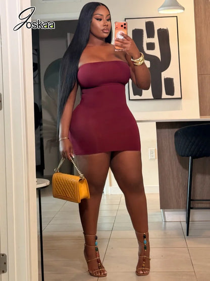 Women's Strapless Sleeveless Bodycon Mini Dress - Back View