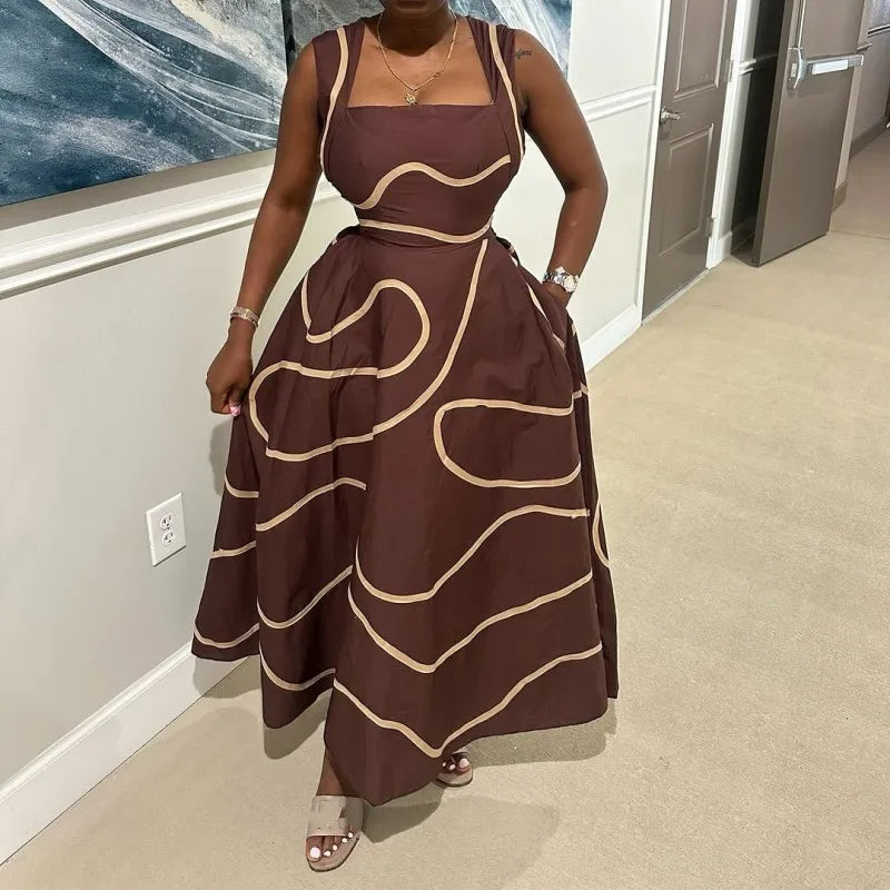 Wholesale Women's Stripe Sleeveless Maxi Dress