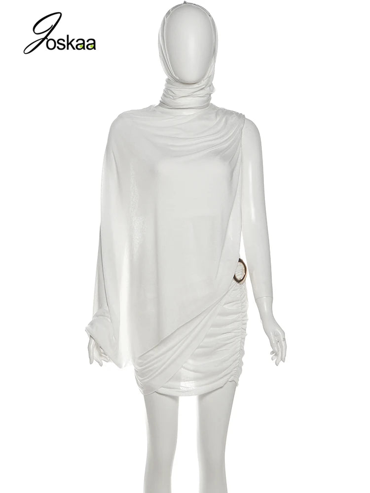Women's Ruched Mini Scarf and One Two Piece Set White – Back View