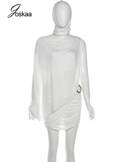 Women's Ruched Mini Scarf and One Two Piece Set White – Back View