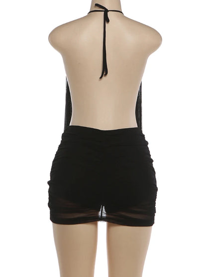 Joskaa Ruched Backless Halter Bodycon Mini Dress - mini dress image 4