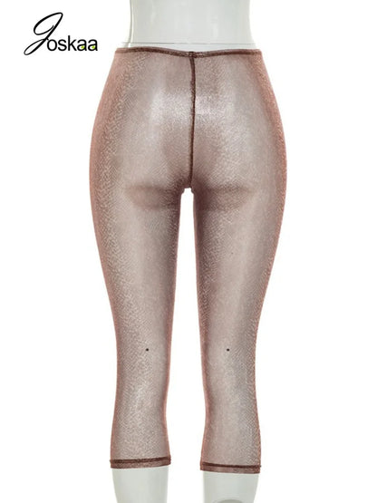 Women's Mesh Bodycon Pants Low Waist Sheer - Detail View
