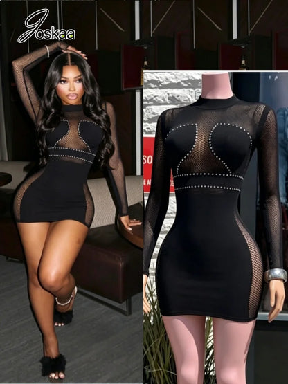 Women's Cutout Long Sleeve Bodycon Mini Dress – Women's Fashion Wholesale – Front View