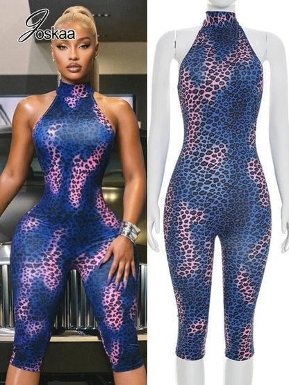 Women's Leopard Print Lace Ruched Romper – Women's Fashion Wholesale – Front View