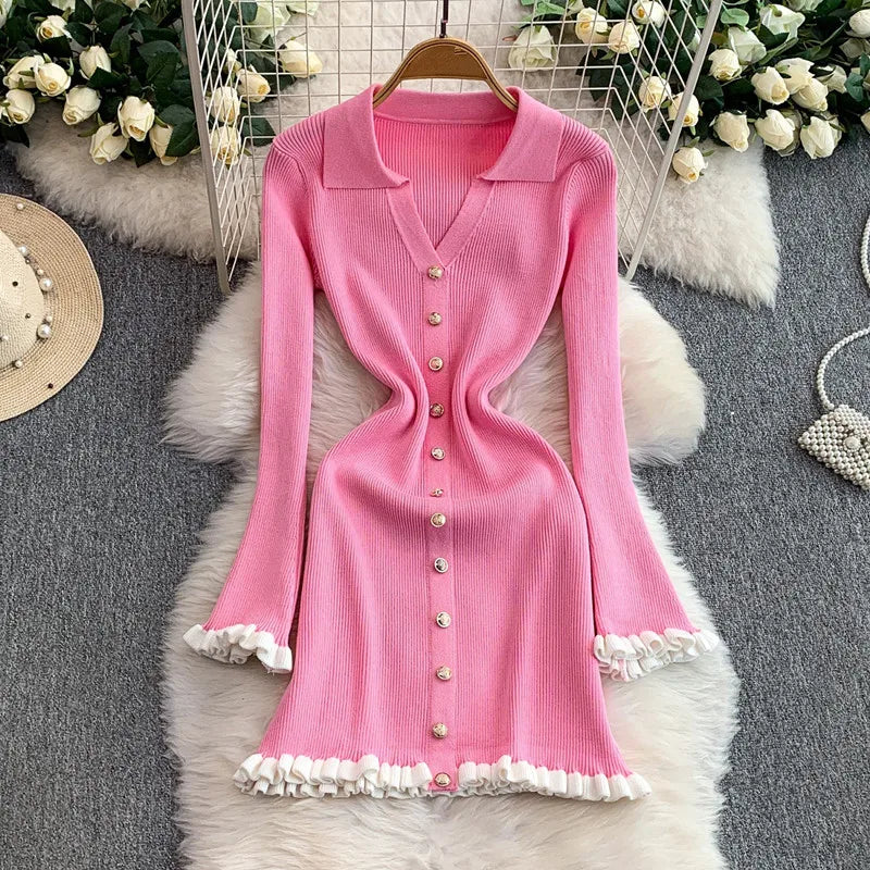 Joskaa Ribbed Knit Long Sleeve Bodycon Mini Dress - mini dress image 8